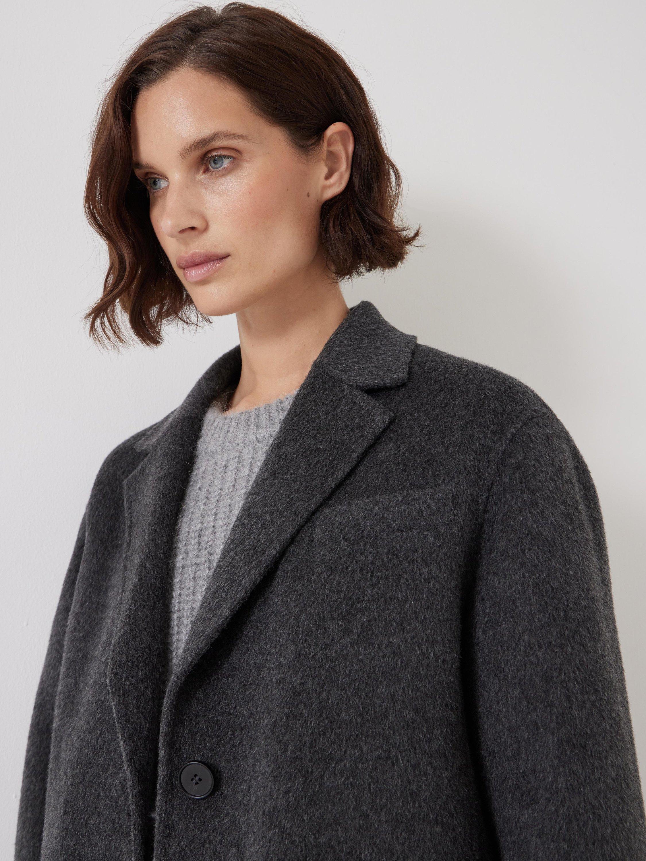 Product image 6 of 6, which shows HUSH Pure Wool Double Face Coat, Charcoal Grey, L