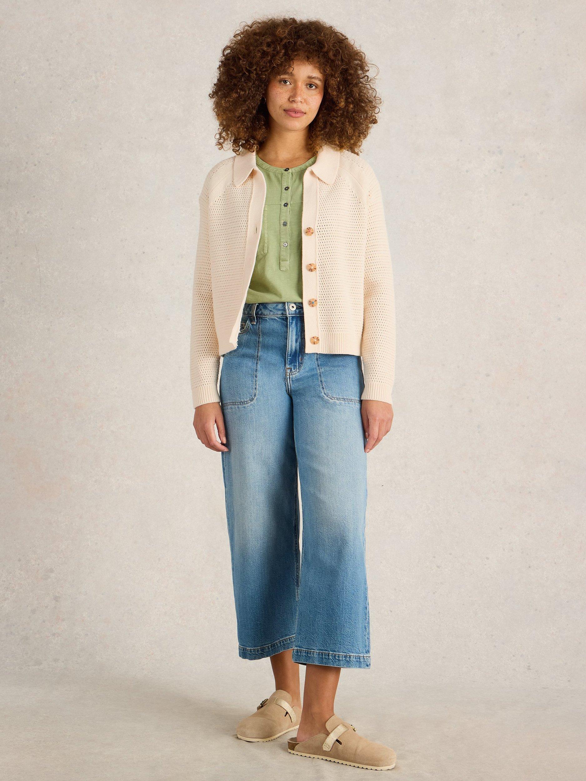 Product image 1 of 6, which shows White Stuff Chaterly Chunky Cotton Cardigan, Natural White, S