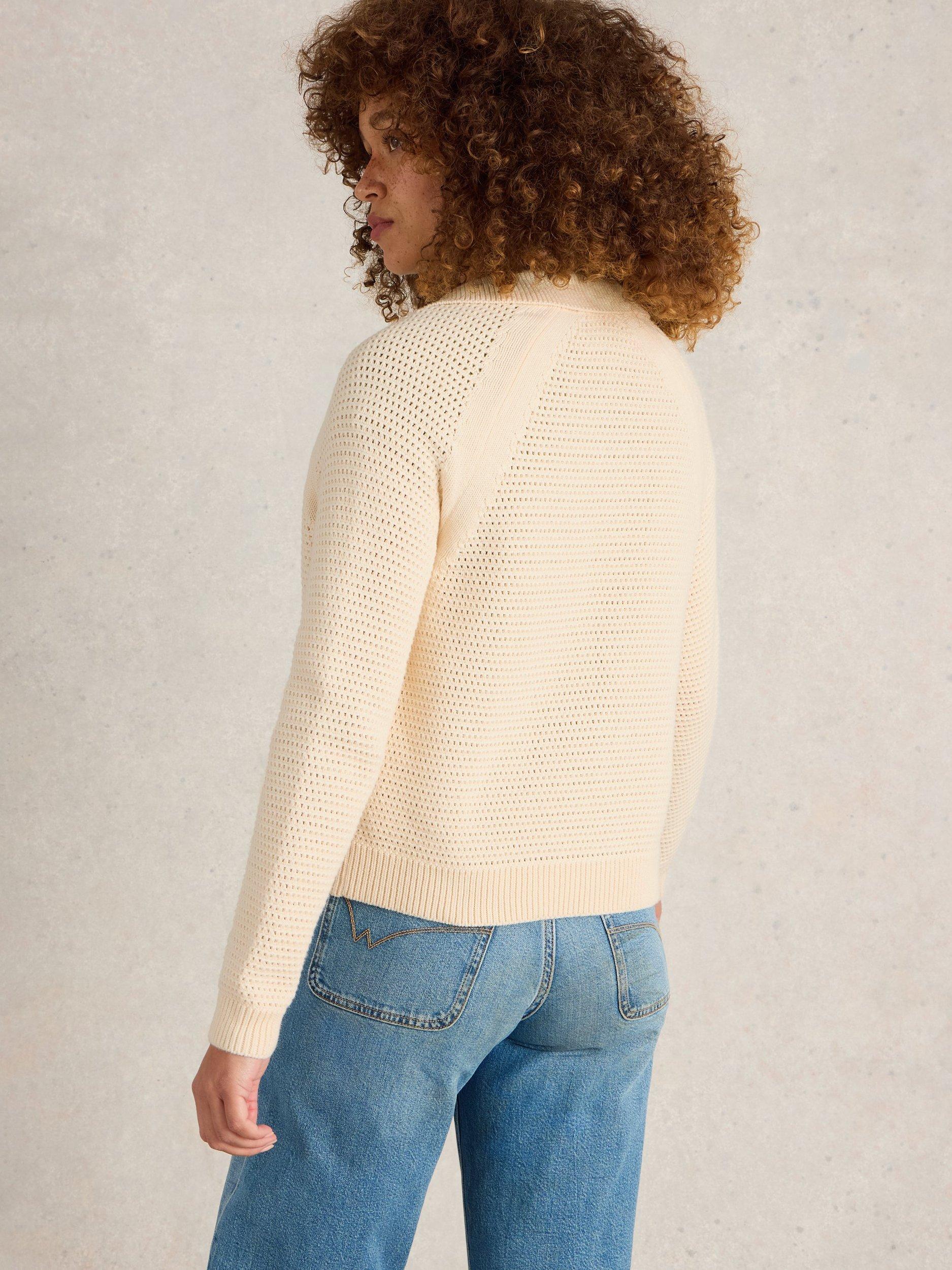 Product image 2 of 6, which shows White Stuff Chaterly Chunky Cotton Cardigan, Natural White, S
