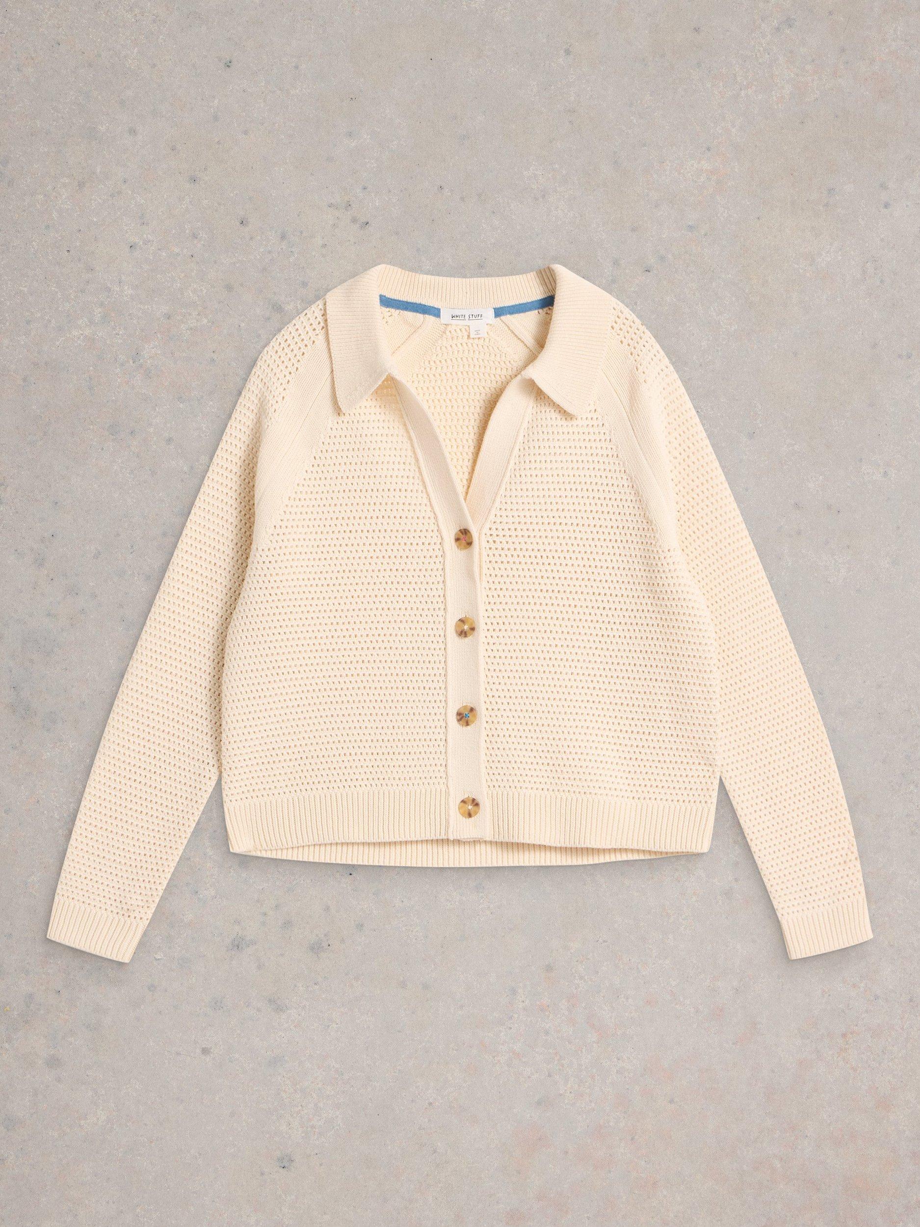 Product image 5 of 6, which shows White Stuff Chaterly Chunky Cotton Cardigan, Natural White, S