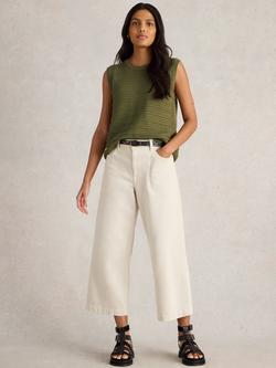 White Stuff Stitchy Pure Organic Cotton Tank Top, Khaki