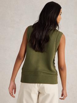 White Stuff Stitchy Pure Organic Cotton Tank Top - view 2, Khaki