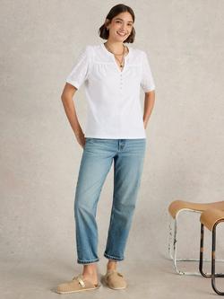 White Stuff Ellie Dobby Pure Organic Cotton Top, White, White