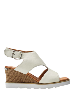 Moda in Pelle Mapel Leather Wedge Heel Sandals, White, White