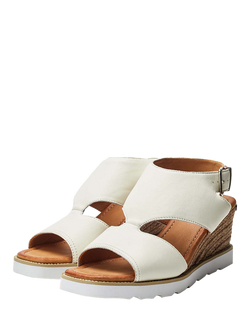 Moda in Pelle Mapel Leather Wedge Heel Sandals, White - view 2, White
