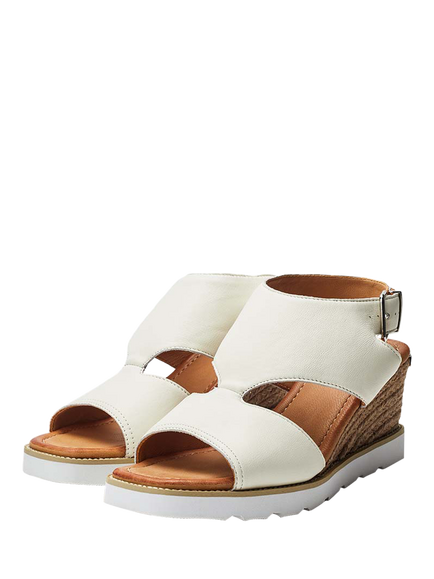 Moda in Pelle Mapel Leather Wedge Heel Sandals, White - view 2, White
