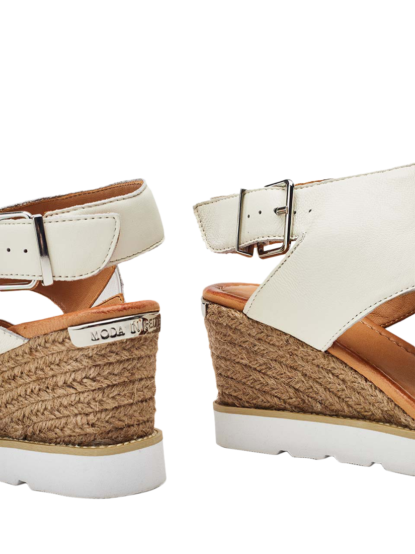 Product image 4 of 4, which shows Moda in Pelle Mapel Leather Wedge Heel Sandals, White, 3