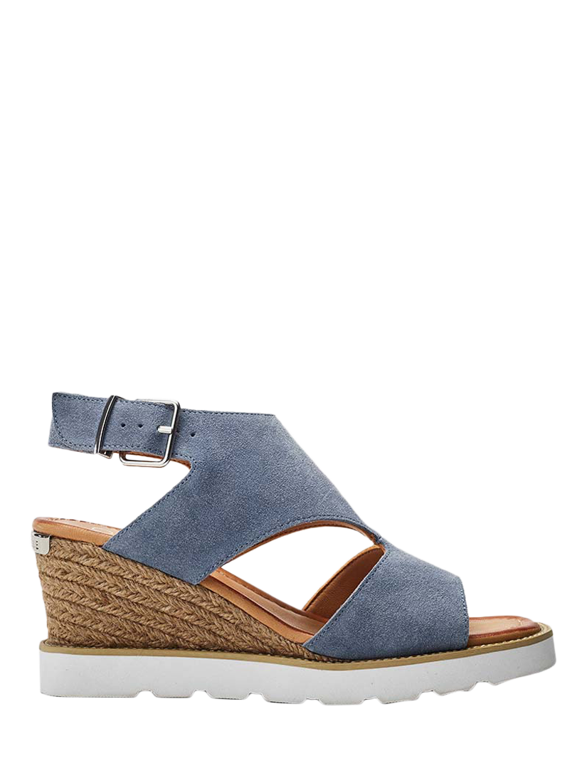 Product image 1 of 4, which shows Moda in Pelle Mapel Suede Wedge Heel Sandals, Light Blue, 7