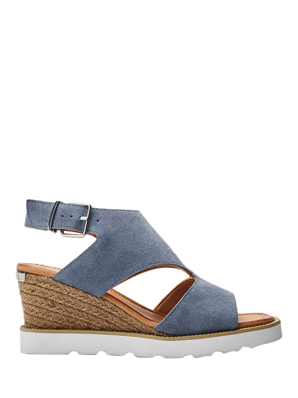 Moda in Pelle Mapel Suede Wedge Heel Sandals, Light Blue, Light Blue