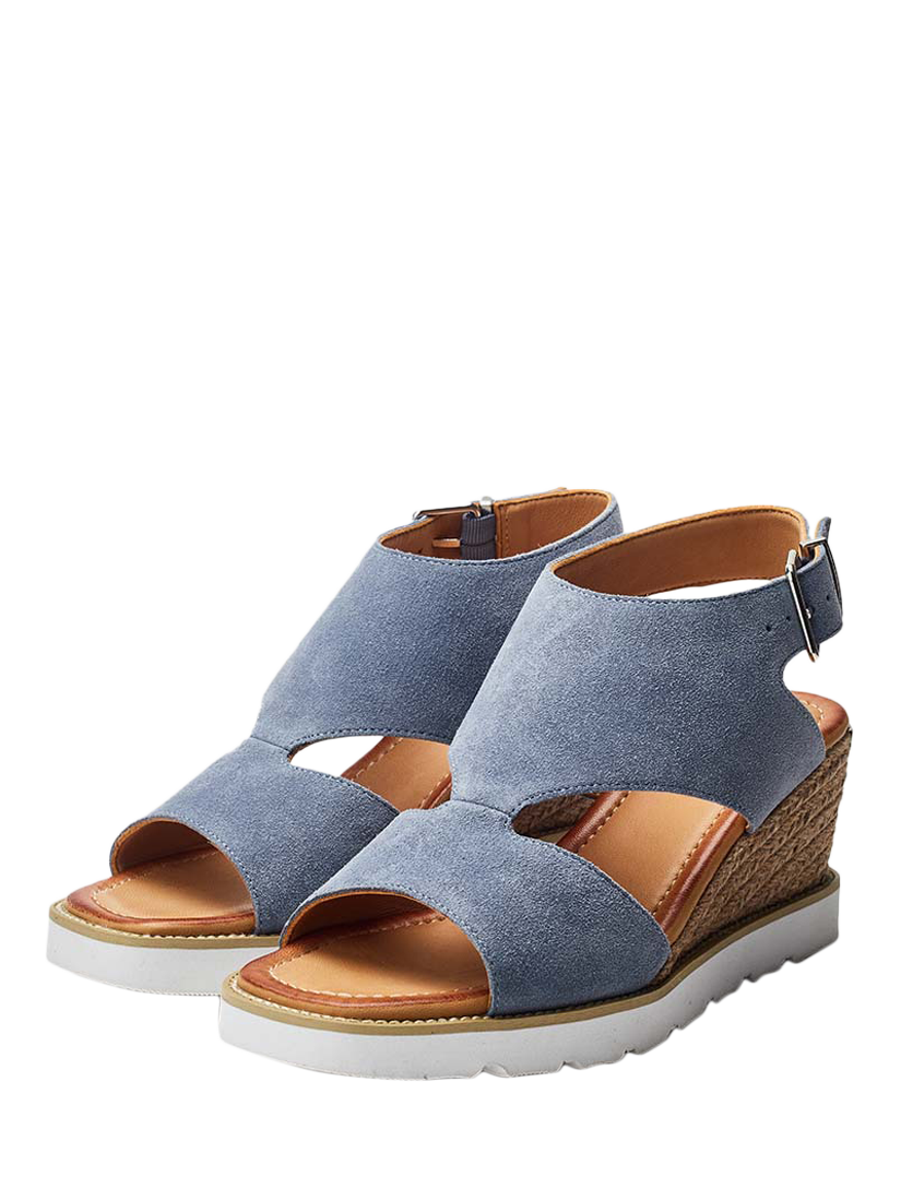 Product image 2 of 4, which shows Moda in Pelle Mapel Suede Wedge Heel Sandals, Light Blue, 7