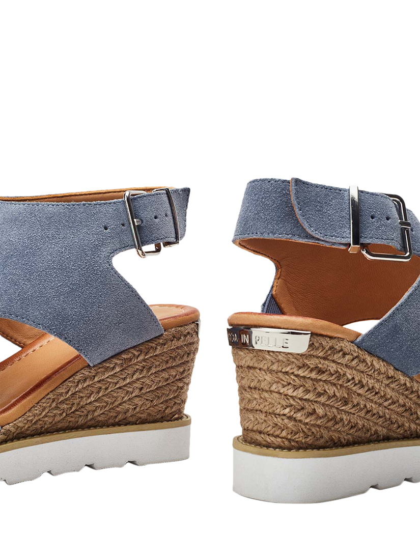 Product image 4 of 4, which shows Moda in Pelle Mapel Suede Wedge Heel Sandals, Light Blue, 7