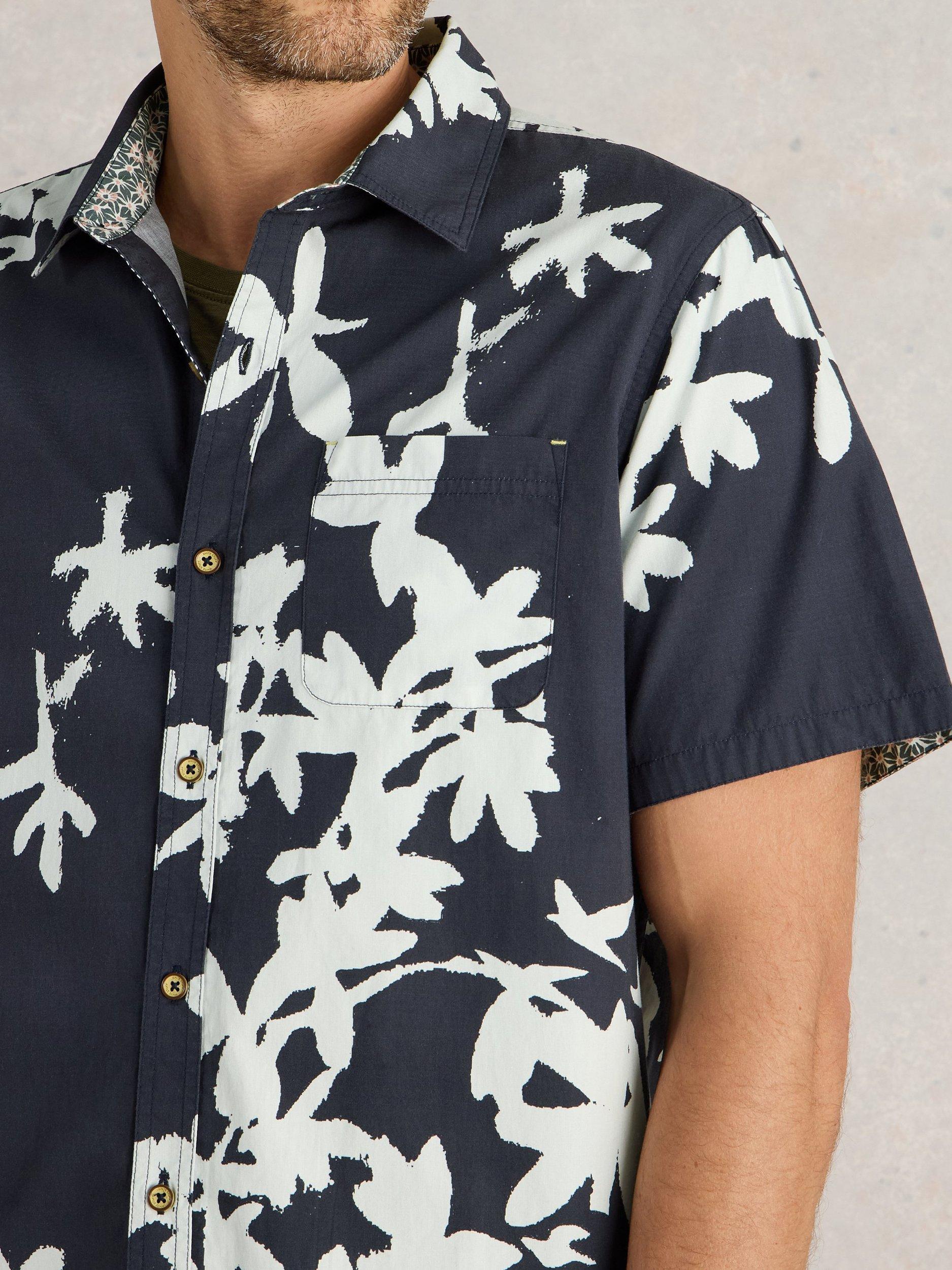 Product image 3 of 6, which shows White Stuff Cotton Regular Fit Floral Shirt, Navy, M