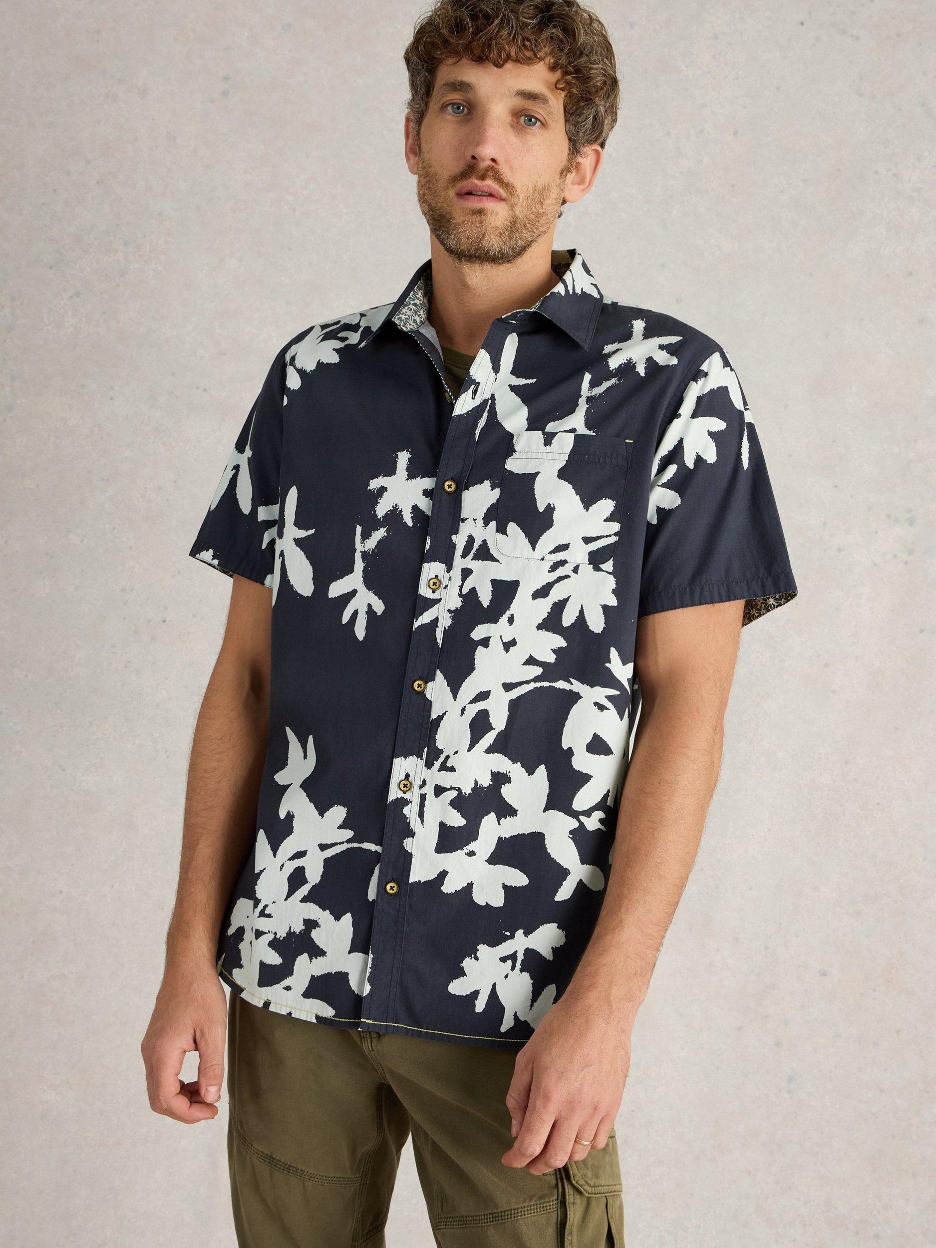 Product image 4 of 6, which shows White Stuff Cotton Regular Fit Floral Shirt, Navy, M