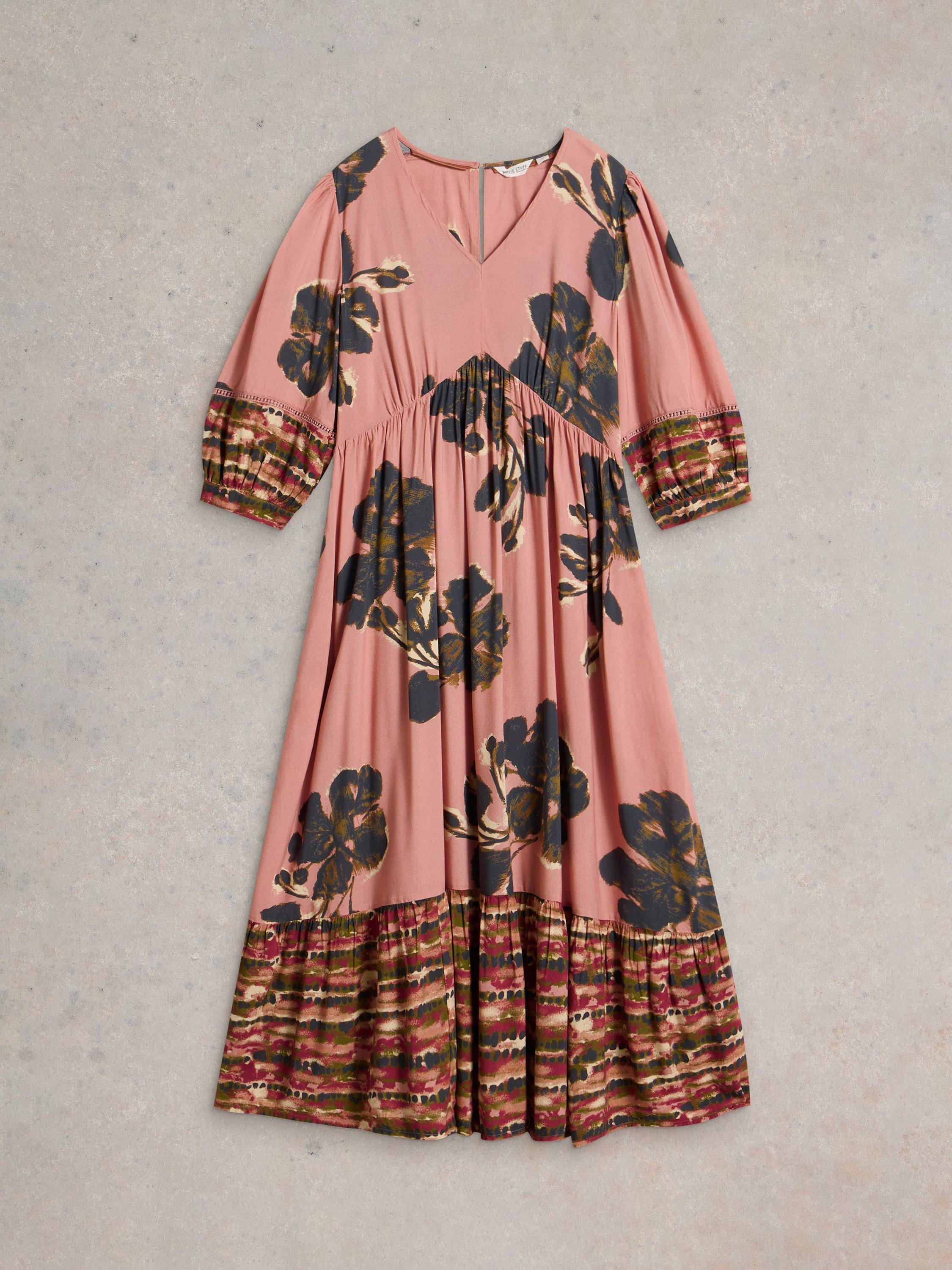 Product image 5 of 6, which shows White Stuff Lucy Flowers Midi Dress, Pink/Multi, 10