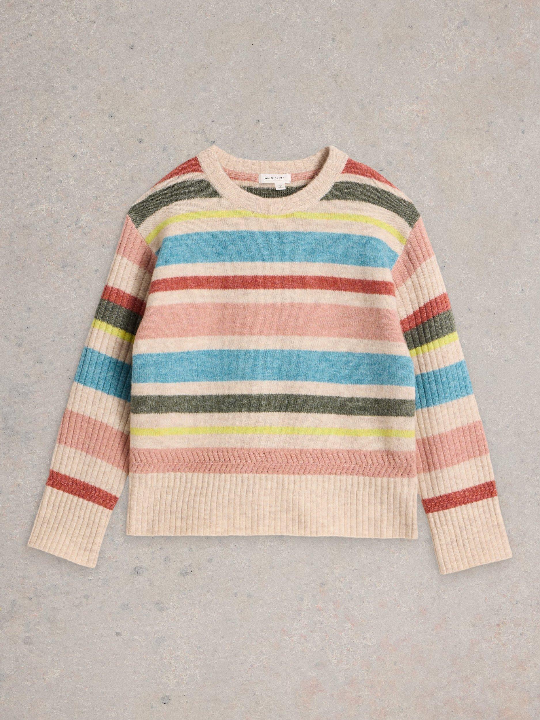 Product image 5 of 6, which shows White Stuff Sophia Stripe Souffle Jumper, Natural/Multi, 10