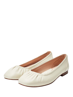 Moda in Pelle Freesia Leather Ballerina Pumps - view 2, White
