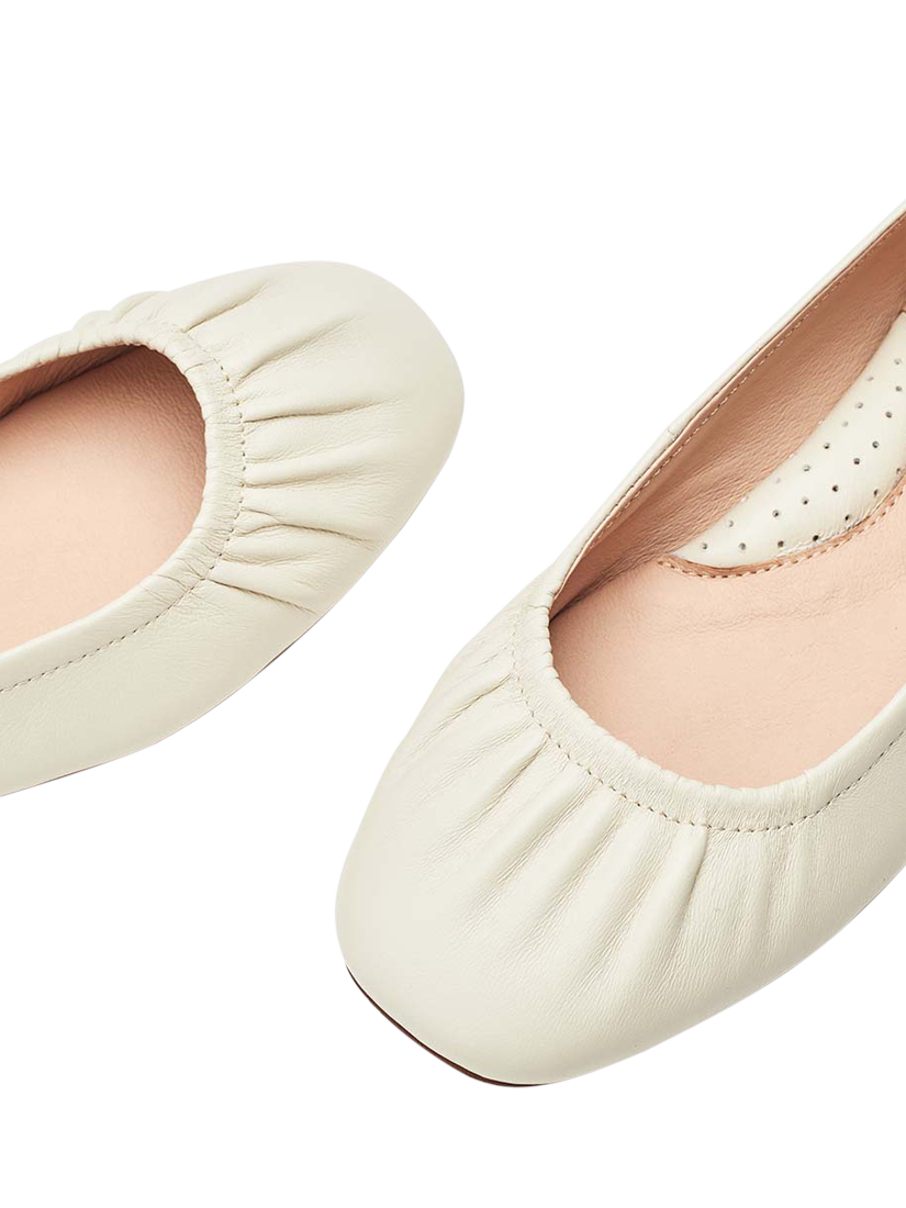 Product image 4 of 4, which shows Moda in Pelle Freesia Leather Ballerina Pumps, White, 3