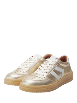 Moda in Pelle Bramble Leather Lace Up Trainers, Champagne - view 2, Champagne