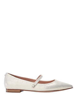 Moda in Pelle Flower Patent Leather Mary Jane Ballerina Pumps, Champagne