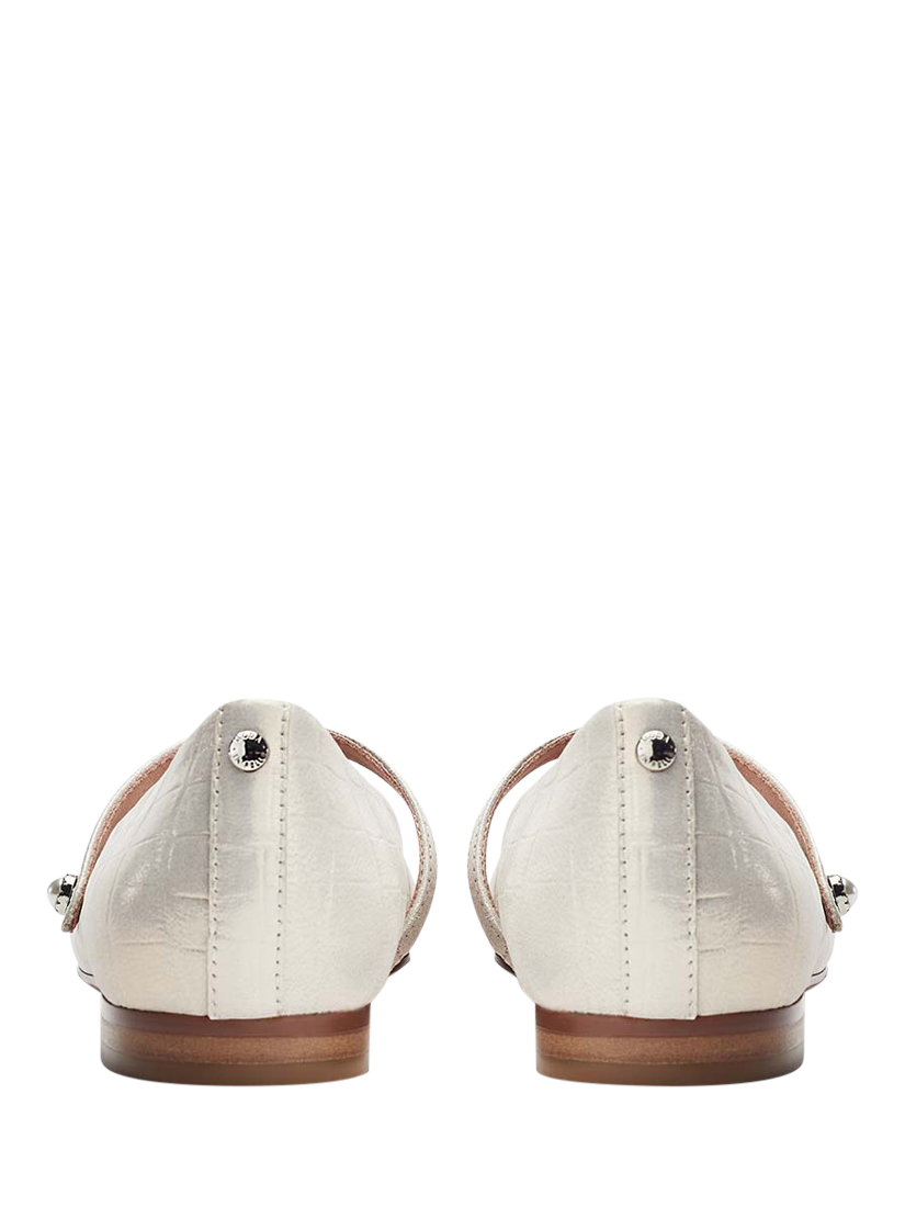 Product image 3 of 4, which shows Moda in Pelle Flower Patent Leather Mary Jane Ballerina Pumps, Champagne, 3