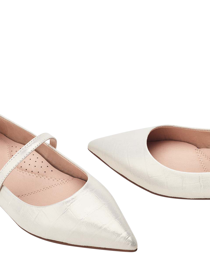 Product image 4 of 4, which shows Moda in Pelle Flower Patent Leather Mary Jane Ballerina Pumps, Champagne, 3