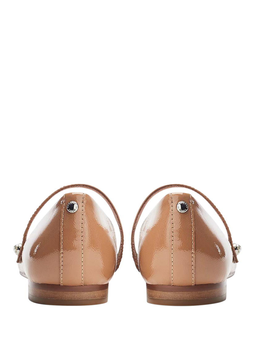 Product image 3 of 4, which shows Moda in Pelle Flower Patent Leather Mary Jane Ballerina Pumps, Nude, 3