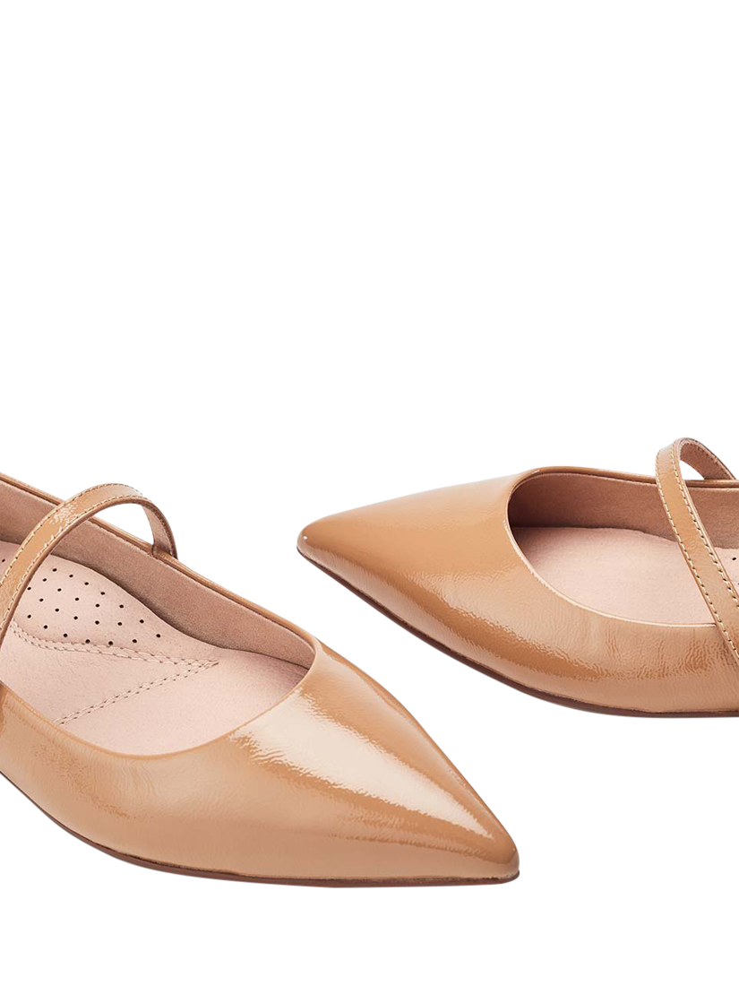 Product image 4 of 4, which shows Moda in Pelle Flower Patent Leather Mary Jane Ballerina Pumps, Nude, 3