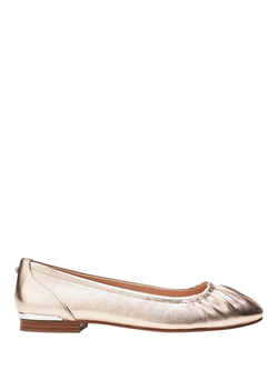 Moda in Pelle Freesia Leather Ballerina Pumps, Rose Gold