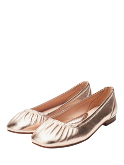 Moda in Pelle Freesia Leather Ballerina Pumps - view 2, Rose Gold
