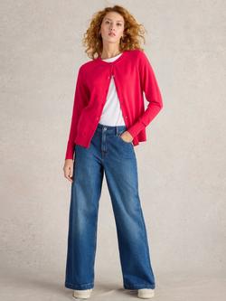 White Stuff Lulu Pure Organic Cotton Cardigan, Bright Pink, Bright Pink