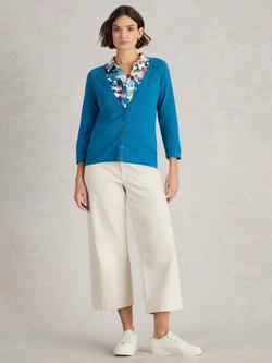 White Stuff Naria Organic Cotton Rich Cardigan, Blue, Blue