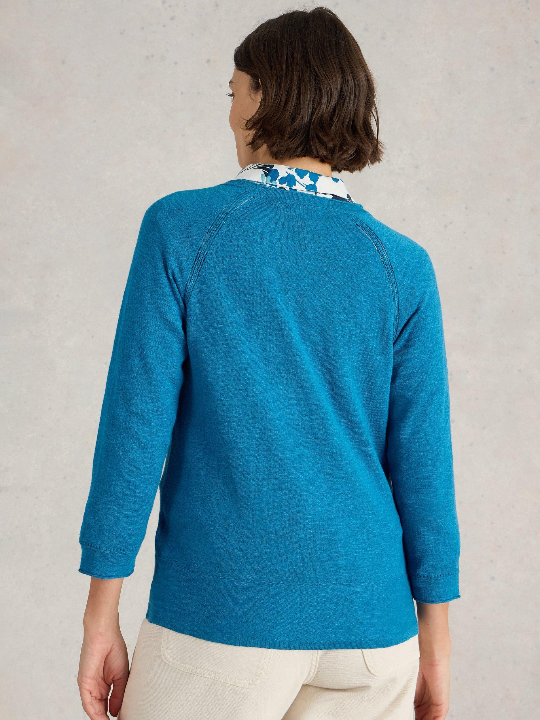 Product image 2 of 6, which shows White Stuff Naria Organic Cotton Rich Cardigan, Blue, 6