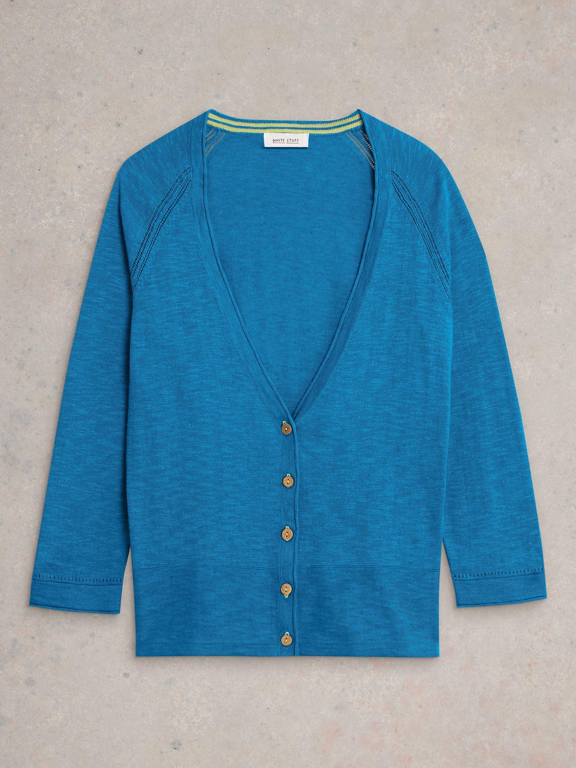 Product image 5 of 6, which shows White Stuff Naria Organic Cotton Rich Cardigan, Blue, 6