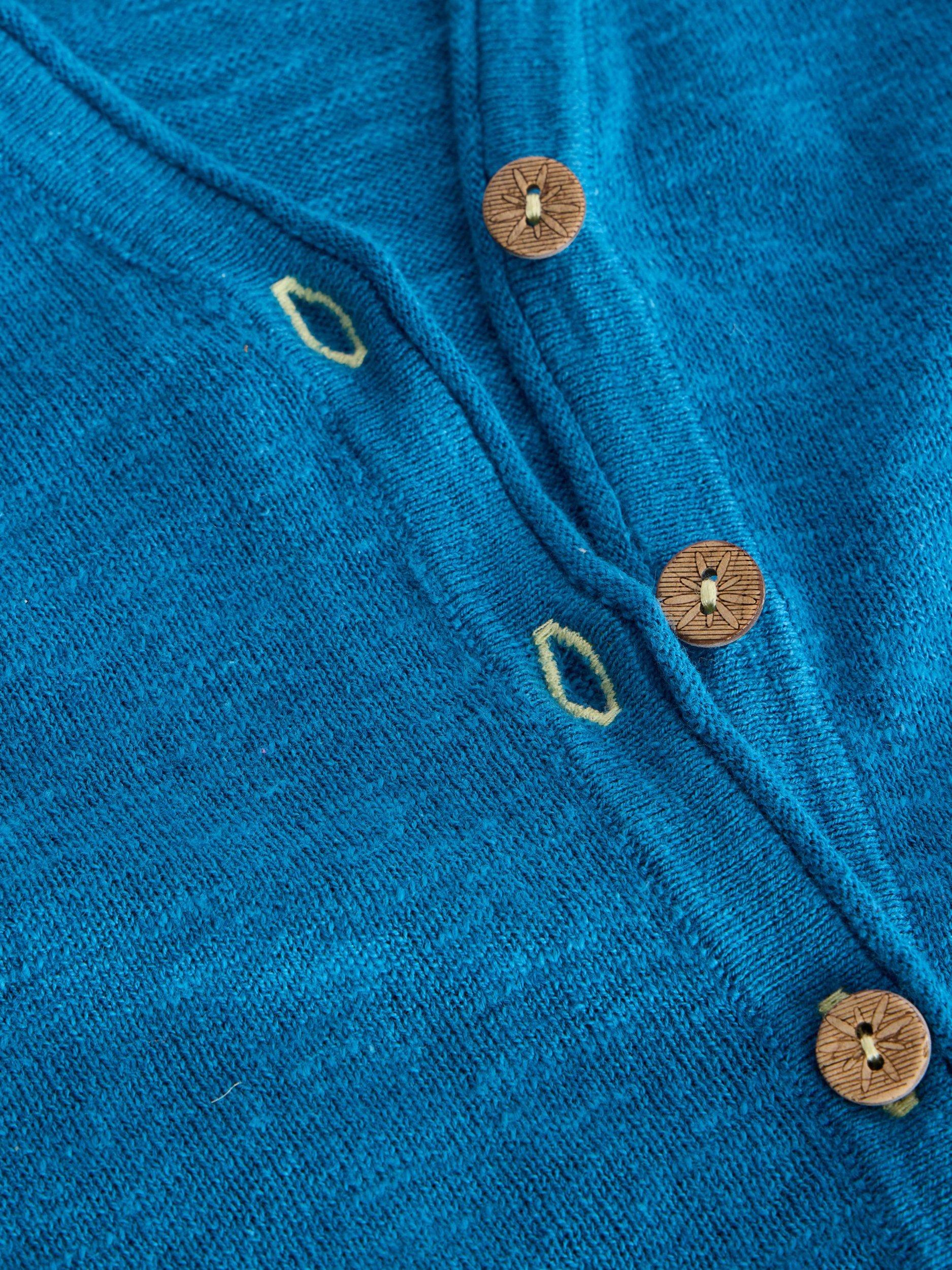 Product image 6 of 6, which shows White Stuff Naria Organic Cotton Rich Cardigan, Blue, 6