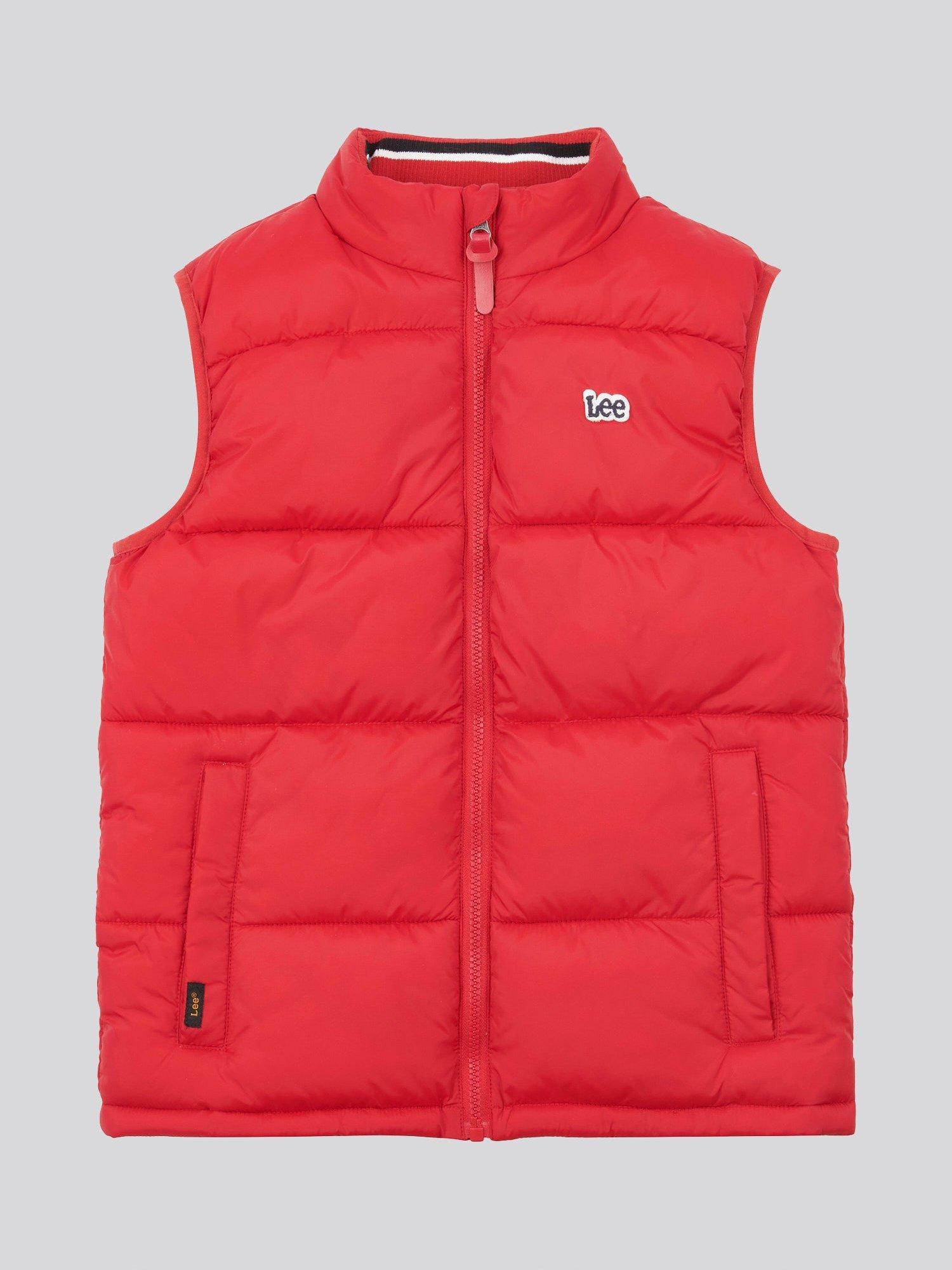 Product image 1 of 3, which shows Lee Kids' Sleeveless Quilted Gilet, Tango Red, 14-15 years