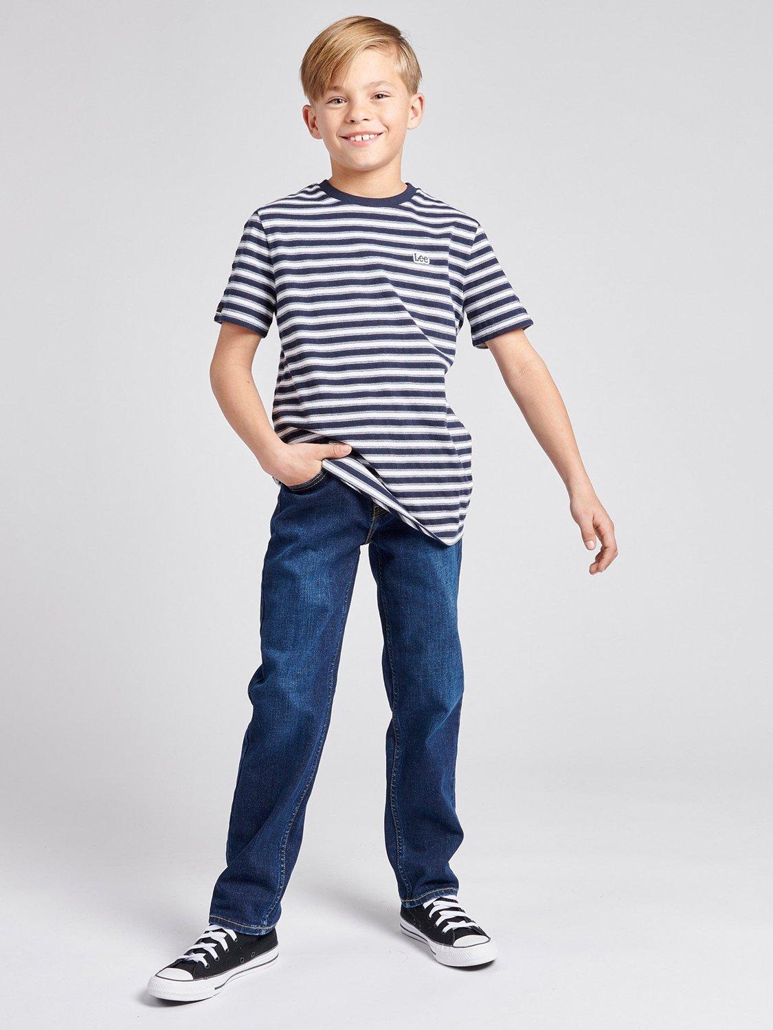 Product image 2 of 8, which shows Lee Kids' West Relaxed Fit Jeans, Mid Blue Wash, 3-4 years