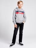 Lee Kids' Cotton Blend Stripe Logo Hoodie, Vintage Grey Heather