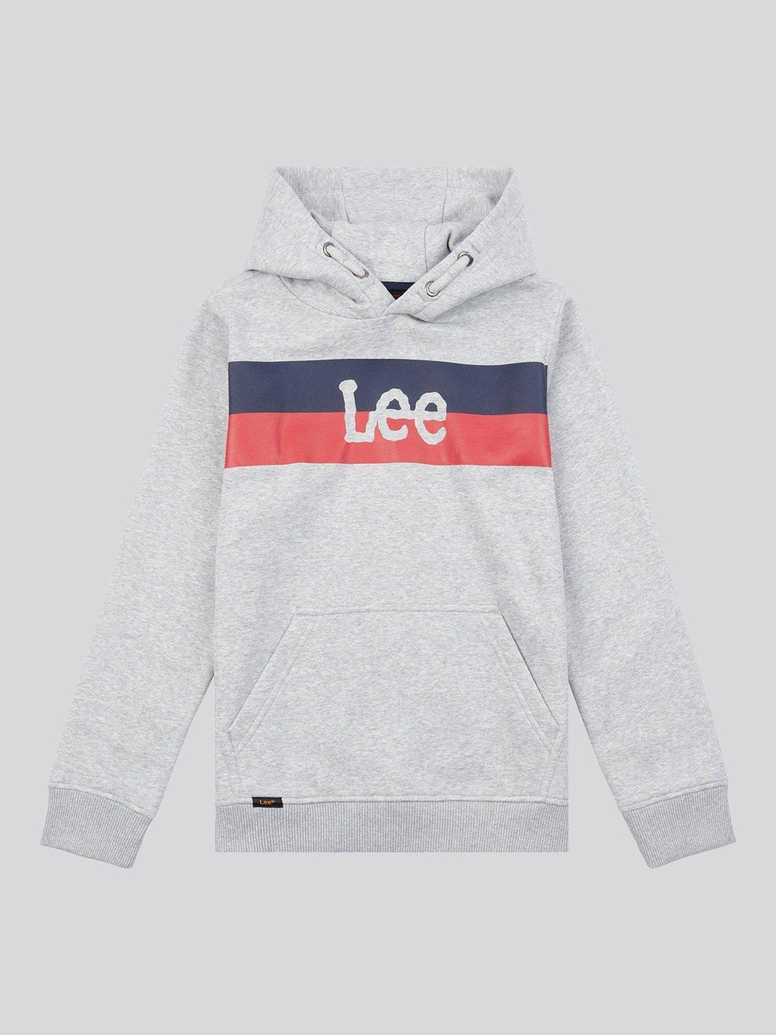 Product image 5 of 7, which shows Lee Kids' Cotton Blend Stripe Logo Hoodie, Vintage Grey Heather, 3-4 years