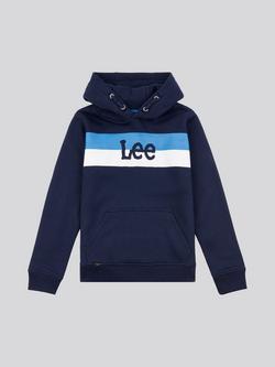 Lee Kids' Stripe Logo Hoodie, Navy Blazer, Navy Blazer