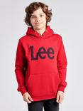 Lee Kids' Cotton Blend Wobbly Graphic Hoodie, Red