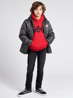 Lee Kids' Cotton Blend Wobbly Graphic Hoodie, Red - view 2, Tango Red