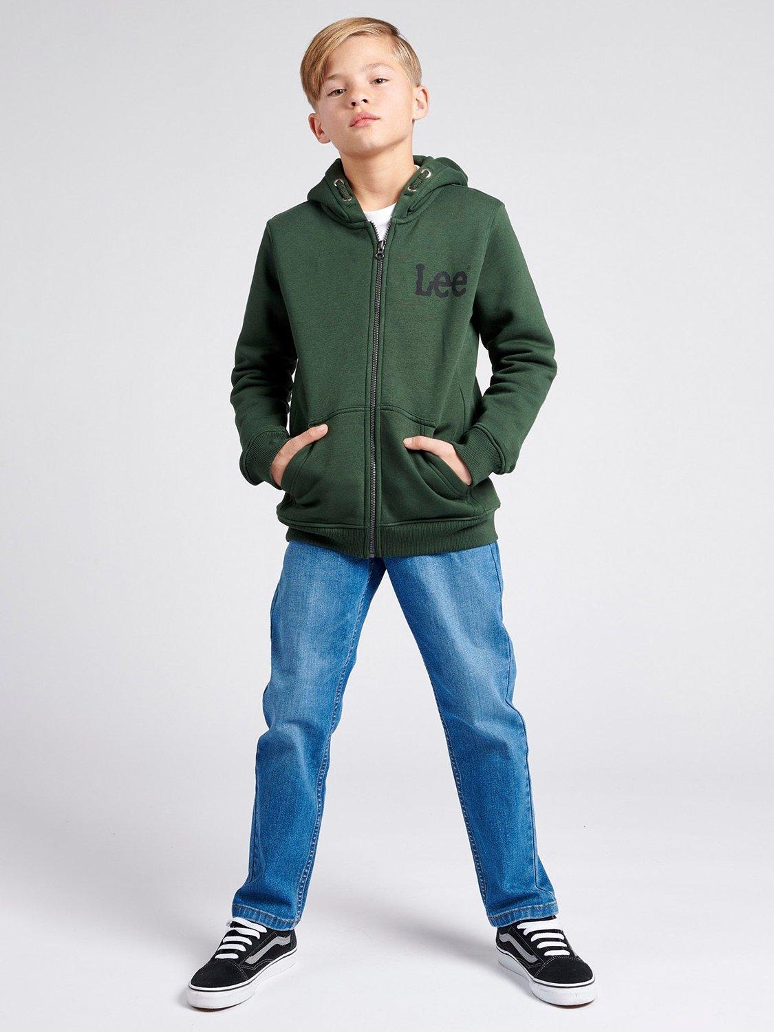 Product image 2 of 8, which shows Lee Kids' Wobbly Graphic Zip Hoodie, Deep Forest, 3-4 years