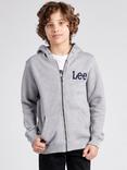 Lee Kids' Cotton Wobbly Graphic Zip Hoodie, Vintage Grey Heather