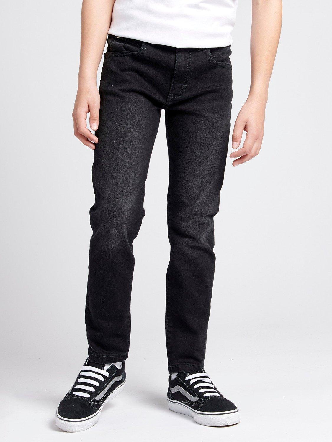 Product image 1 of 8, which shows Lee Kids' Malone Stretch Denim Skinny Jeans, Washed Black, 3-4 years