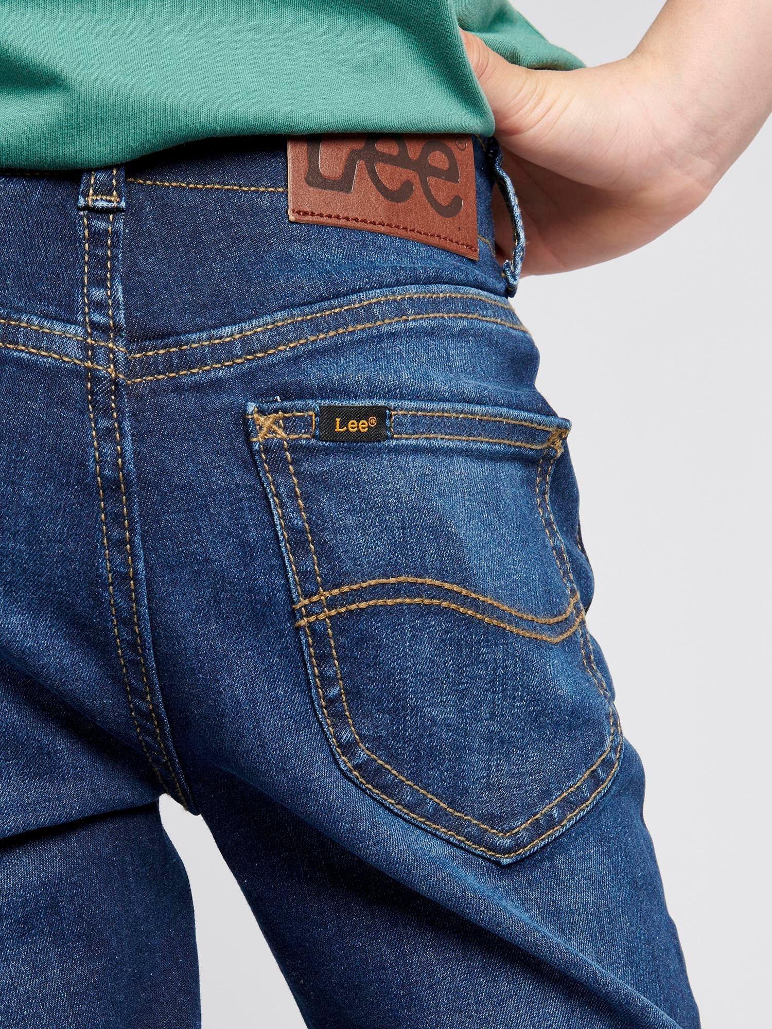 Product image 4 of 8, which shows Lee Kids' Malone Skinny Jeans, Dark Indigo Wash, 3-4 years