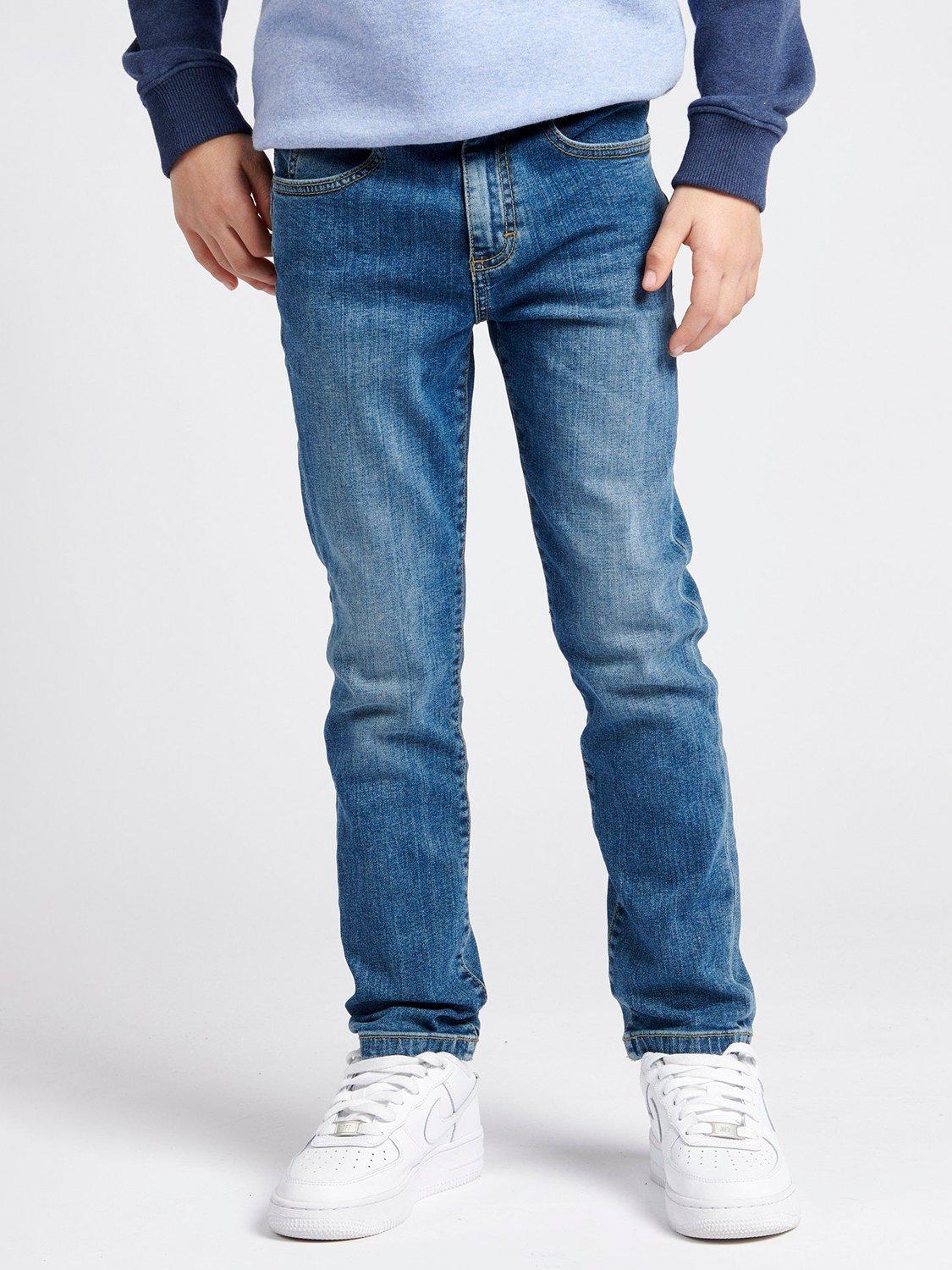 Product image 1 of 8, which shows Lee Kids' Malone Stretch Denim Skinny Jeans, Mid Wash, 3-4 years
