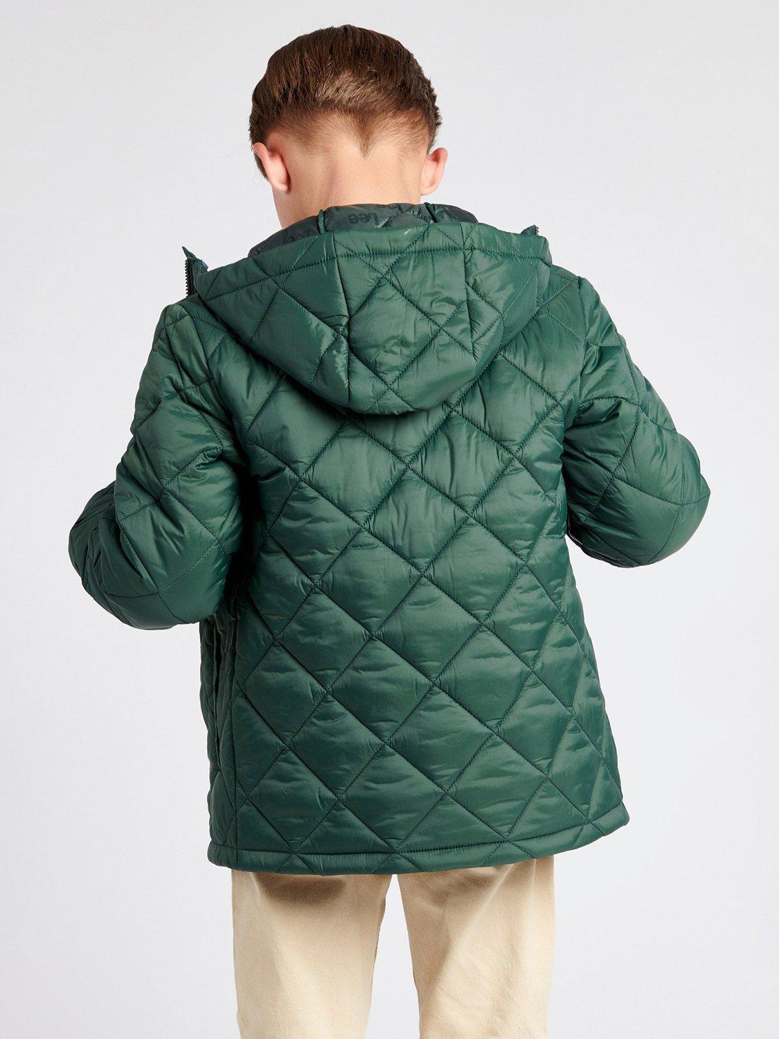 Product image 3 of 9, which shows Lee Kids' Diamond Quilted Hooded Puffer Jacket, Deep Forest, 3-4 years
