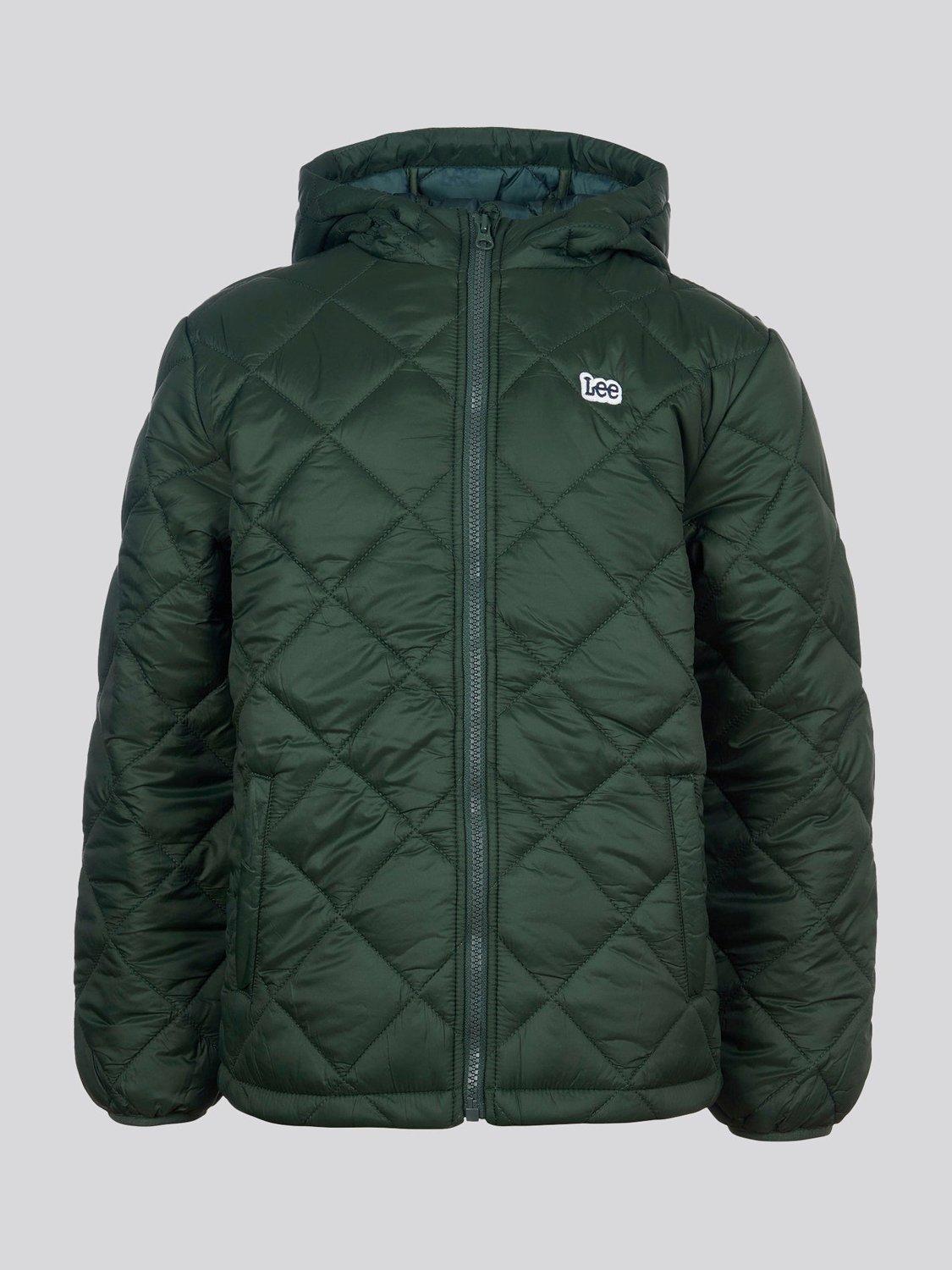 Product image 6 of 9, which shows Lee Kids' Diamond Quilted Hooded Puffer Jacket, Deep Forest, 3-4 years