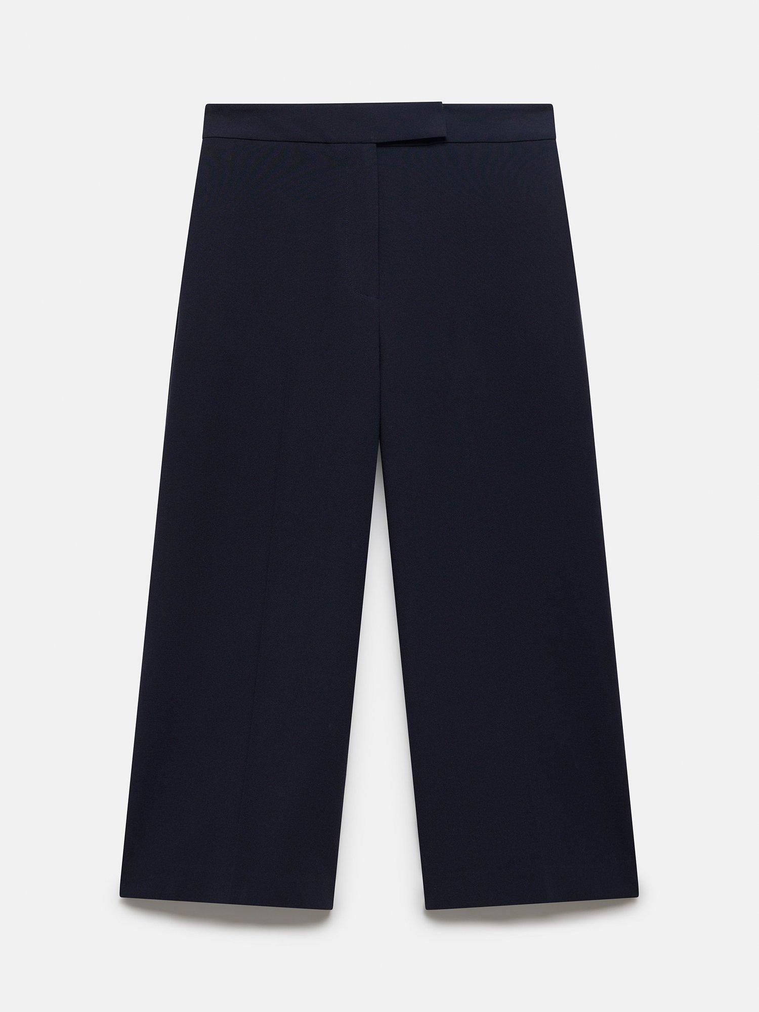 Product image 7 of 8, which shows Mint Velvet Cropped Wide Leg Trousers, Navy, 6R
