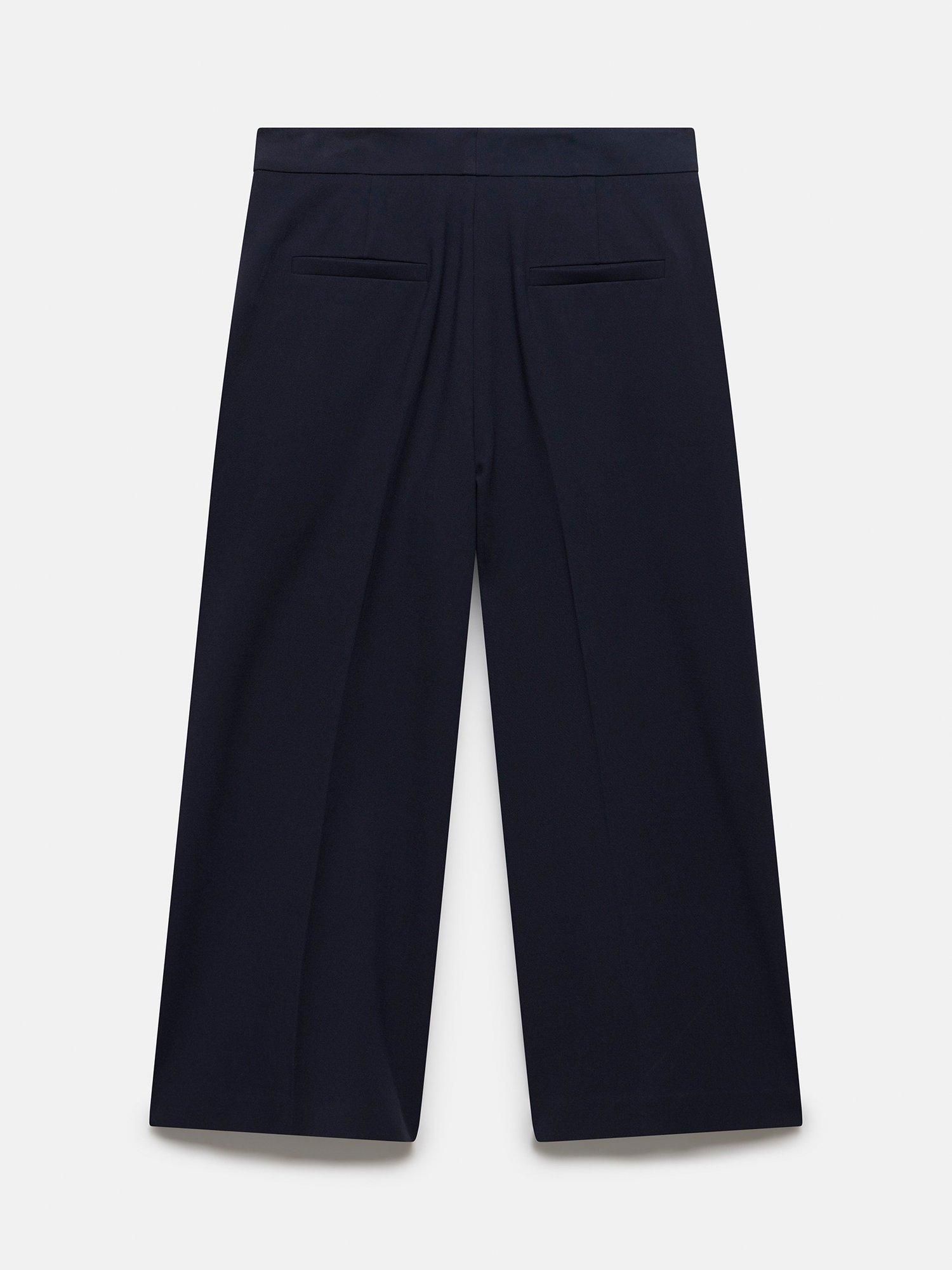 Product image 8 of 8, which shows Mint Velvet Cropped Wide Leg Trousers, Navy, 6R